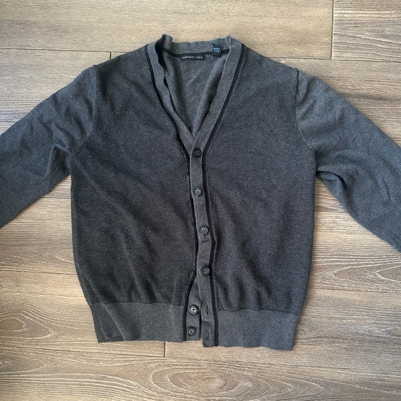 Vintage Van Heusen 100% Cotton Grey and Black Cardigan Sweater - Picture 4 of 7